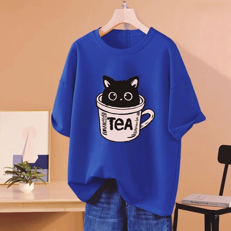 Pure Cotton Short-sleeved T-shirt for Women In Summer New Fat Mm Large Size Loose Belly-hiding Half-sleeved T-shirt Top