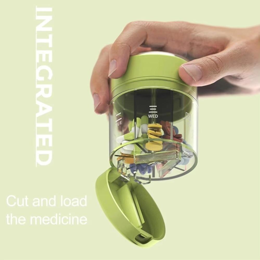 Transparent Pill Storage Box 7-Day Pill Organizer Portable Pill Cutter  for Home&Trave