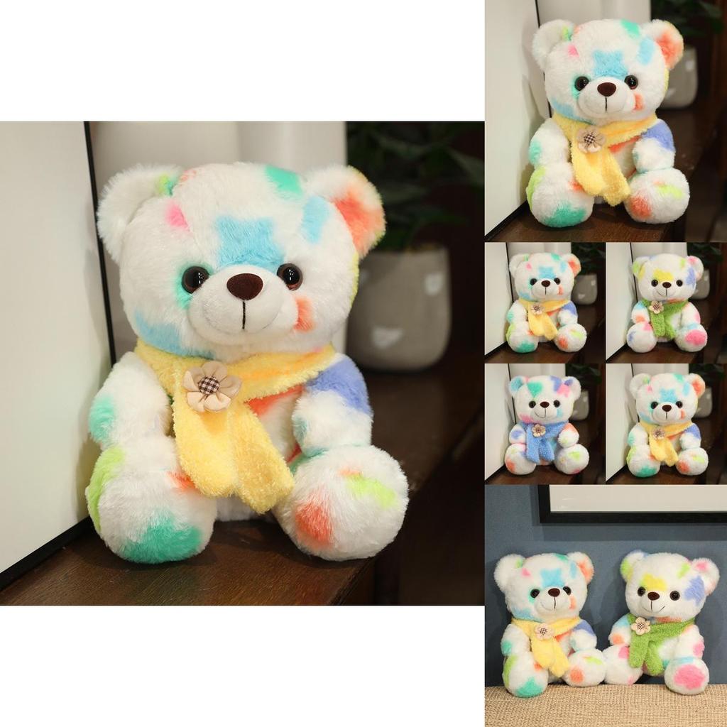 Cute Plush Teddy Bear Toy With Tie-dye Scarf For Kids Gift Wholesale