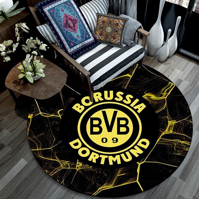 Borussia Dortmund,Round Area Rug,Carpet Rug for Living Room Bedroom Sofa Playroom Decor,Non-slip Floor Mat