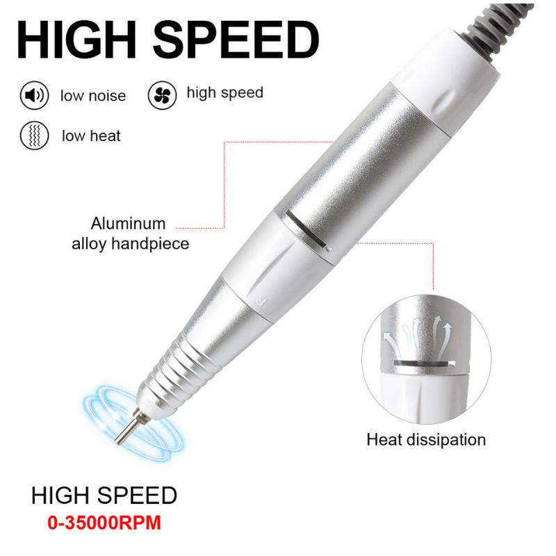 35000Rpm 5Pins Electric Nail Drill Machine Handle Handpiece Pedicure Replacement Pen Manicure Beauty Tool Accessory