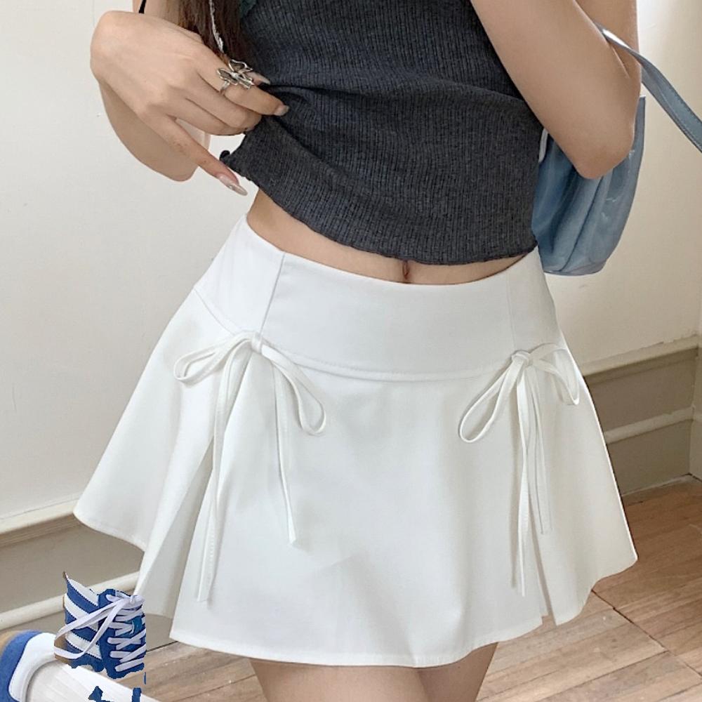Fashionable Hot Girl Design Bow Tie Skirt For Women's Summer 2024 New Stylish Gray Anti-exposure A-line Skirt
