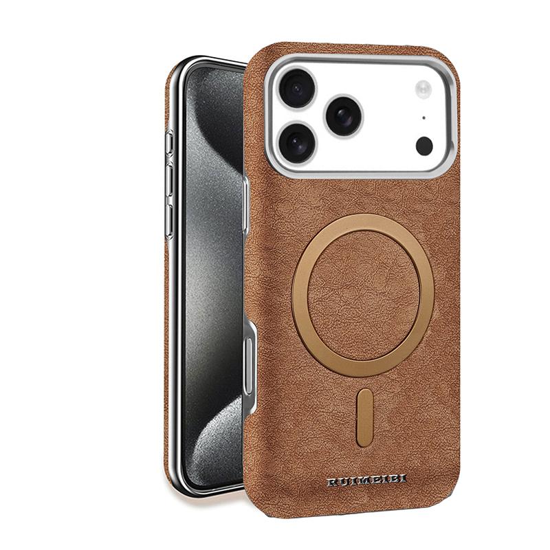 

Vintage Skin Friend Matte Magnetic Case For iPhone 17 Air 16 Pro Max 15 14 Plus 13 Electroplating Cover Luxury Business Style iPhone 15 Pro Max светло-коричневого