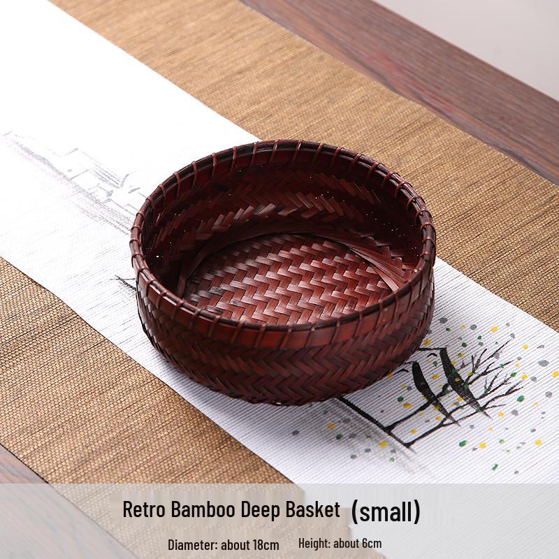 Handmade Retro Round Bamboo Basket: Multi-Purpose Storage, Winnowing Sieve, and Fruit Plate