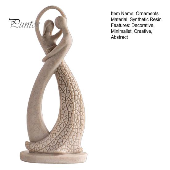 Artistic Home Accents Abstract Couple Sculpture Ornament, Resin Sandstone Style Statue, Romantic Durable Table Decor Embracing Figure for Living Room