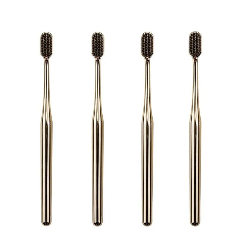 1-4pcs Luxury Soft Toothbrush Men Women Adult Tooth Brush Gold Silver Dental Brushes Elegance Gentle Toothbrushes Drop Shipping