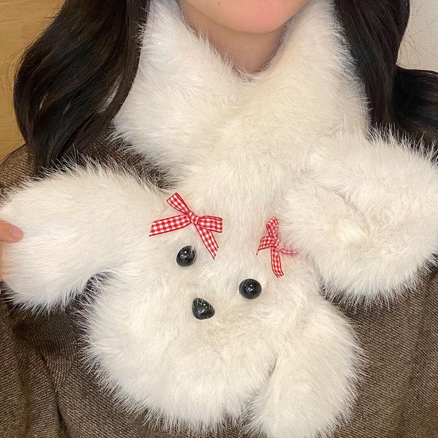 

Короткий крест женский зимний милый теплый меховой воротник для девочек корейская версия утолщенный плюшевый шейный шарф