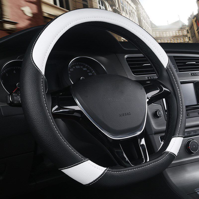 Car Steering Wheel Cover D-Type Available Steering Wheel Cover Odorless Leather Handle Cover Two-Color Stylish Steering Wheel Cover