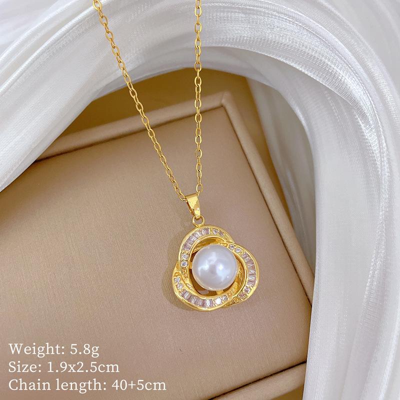 Multi-Element Style Copper Micro-Inlaid Necklace Combination Female Real Gold Electroplated Exquisite Collarbone Chain