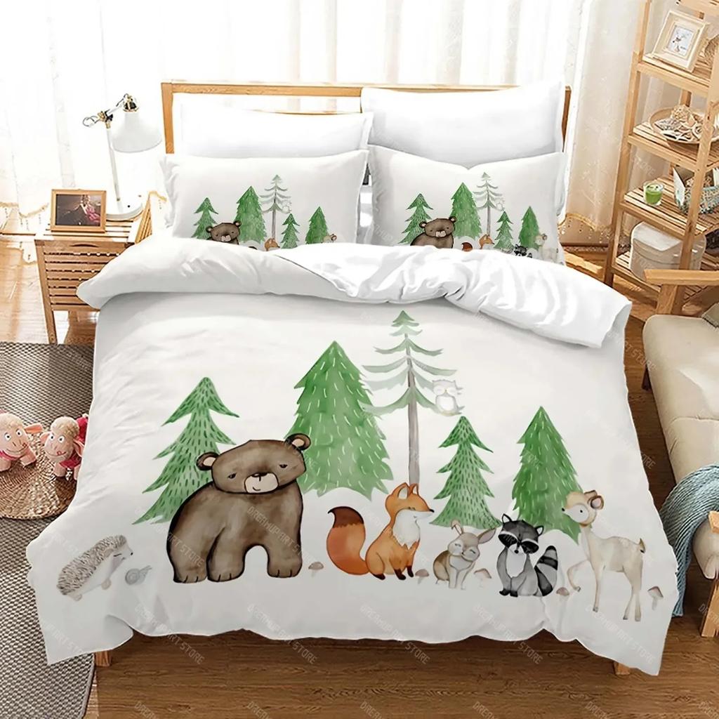 Single_Double Queen King Bedroom Decor Popular Children Cute Animals Bedding Set Cartoon Printed 3d Duvet Cover Set Pillowcase