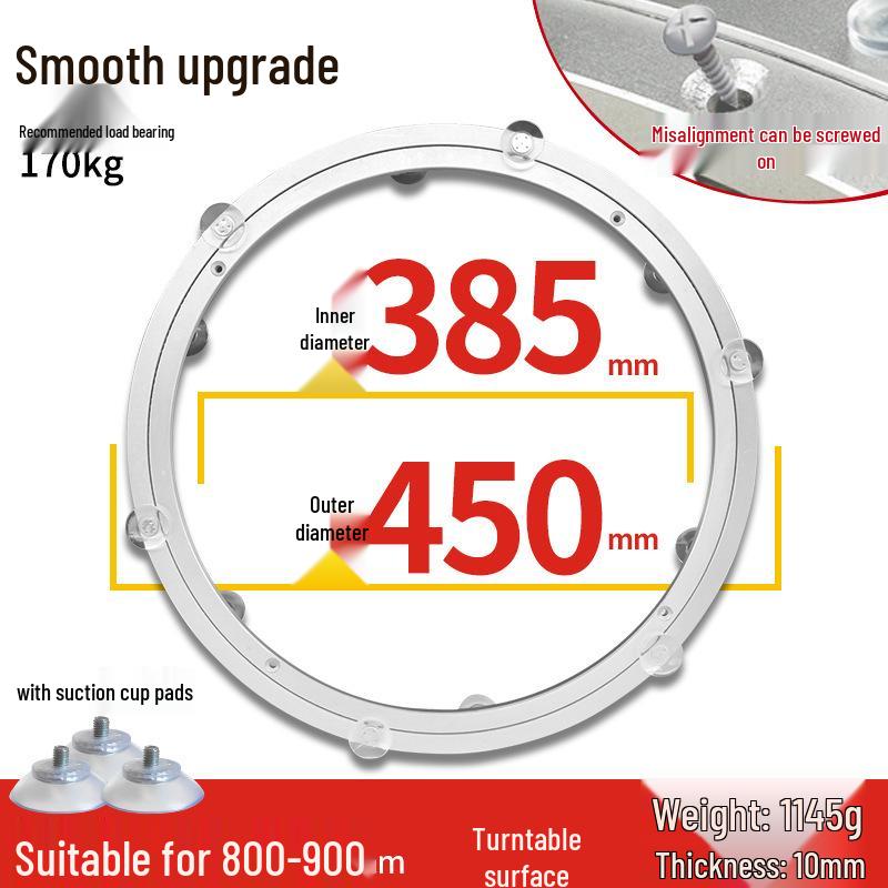 Round Marble Wooden Dining Table with Silent Aluminum Lazy Susan and Rotating Base