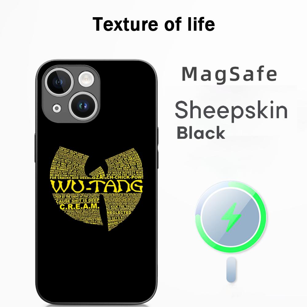 Fashion Trends WU-T-TANG CLANs ins Phone Case For iPhone 16 15 14 13 12 11 Plus Pro Max  High-end Luxury Magsafe Sheepskin