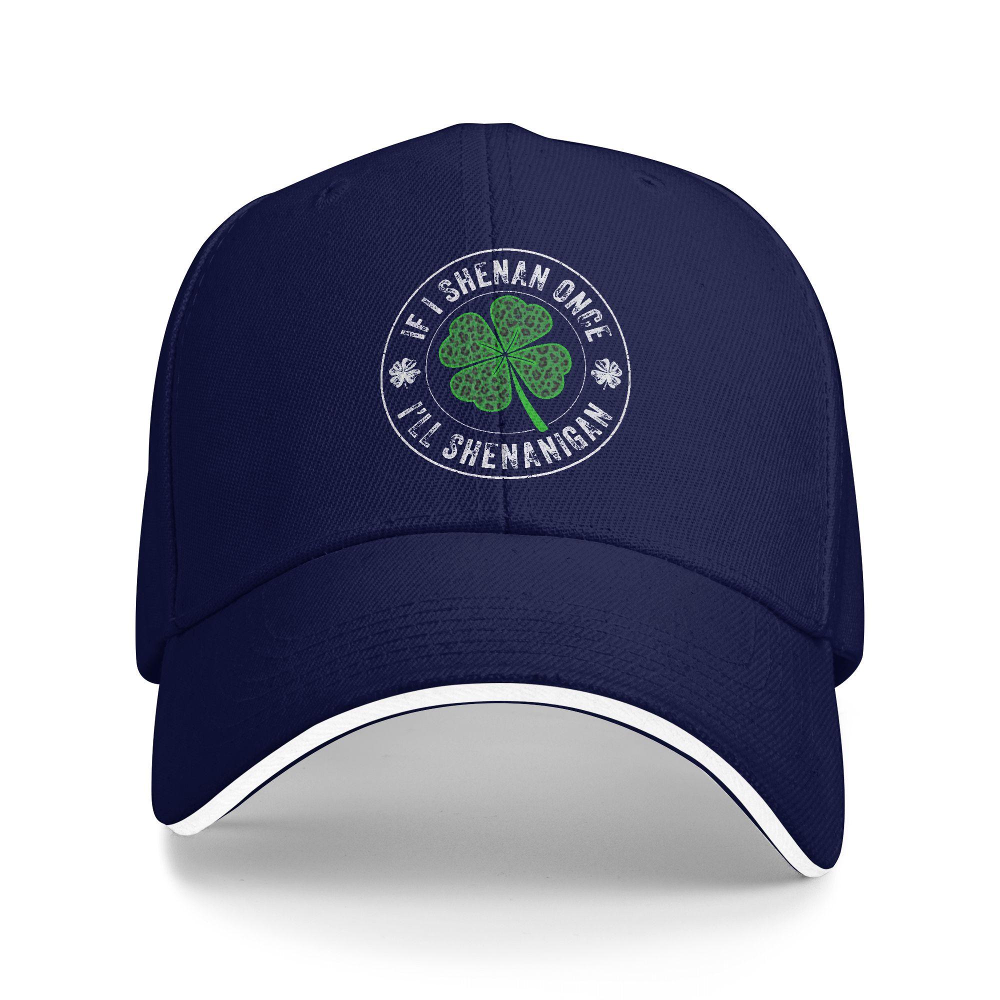 

St Patricks Day If I Shenan Once I Ll Shenanigan Baseball Cap Summer Trucker Hat Skate Snapback Cap Women Men Baseball Caps One Size темно-синього кольору