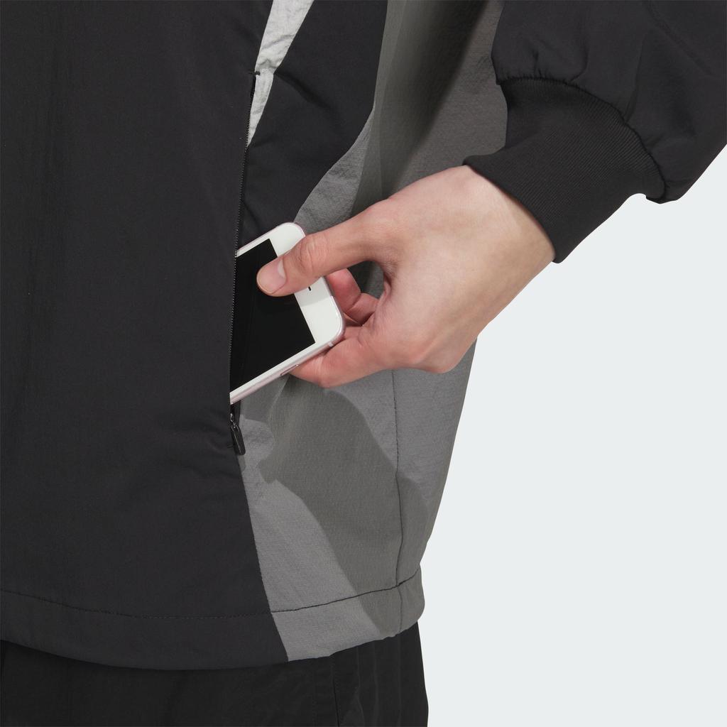 Adidas Futsal Woven Top American Retro Sports Casual Loose Crew Neck Long Sleeve Sweatshirt Men tops Black Dark-Gray JI8744