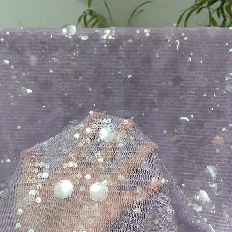 1/3yards Elastic Mesh Striped Sequin Embroidered Lace Fabric Bridal Wedding Dress Material Costume Decor Trim Shinny Material