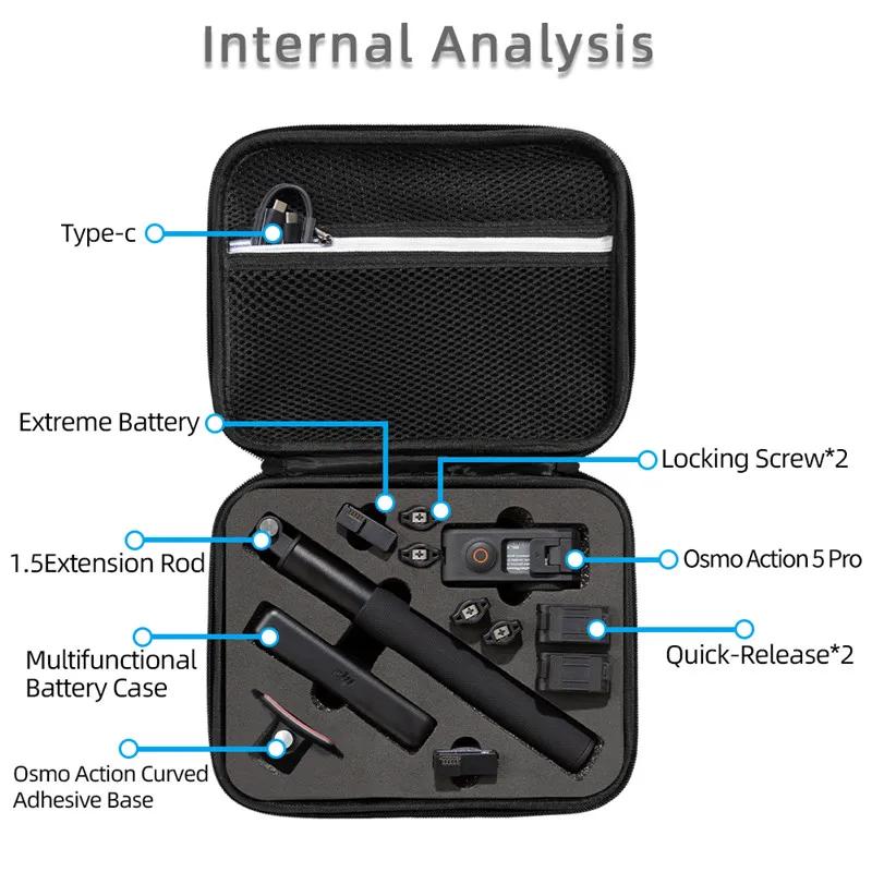 Box For DJI Osmo Action 5 Pro 4/3 Portable Hard Shell Case Waterproof Storage Bag Carrying Case Handbag Travel Box Accessories