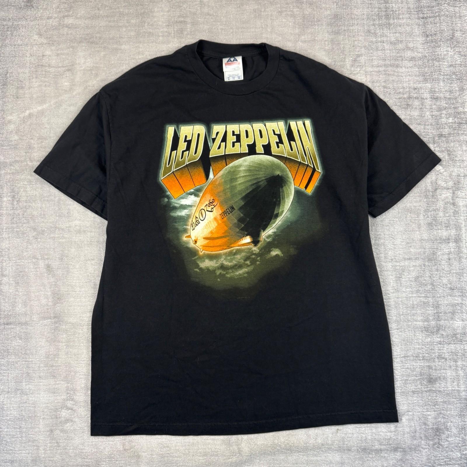 Led Zeppelin Mens XL Black Vintage 1999 Zoso Myth Gem Blimp Rock Band Tee Unisex T-Shirt L