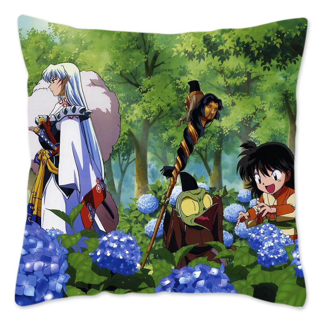 Japanese Anime Inuyasha Pillow Case Home Decoration Polyester Cushion Cover for Sofa Square Pillow Cover Gift for Friends