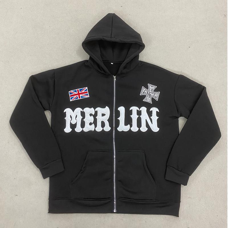 

Европейская и американская осень и зима персонализированная толстовка на молнии с принтом уличный тренд y2k XL чёрный