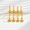 Vintage Luxury Zircon Flower Charms Huggies Hoop Earrings,18k Gold Plated Stainless Steel Earrings, Christmas Gift for Her