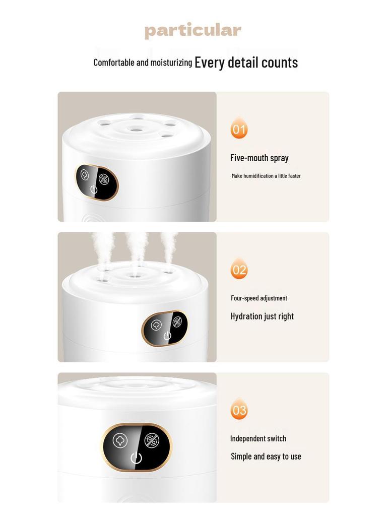 Ultraviolet Antibacterial Rechargeable Humidifier: Silent, Large-Mist, Ideal for Bedrooms & Safe for Pregnant Women & Babies.