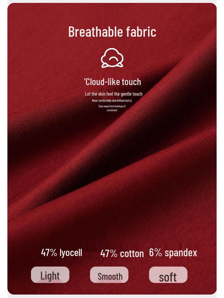 Tencel Lyocell Red Zodiac Couple Pajamas Set - Long Sleeve and Pants for Spring & Autumn