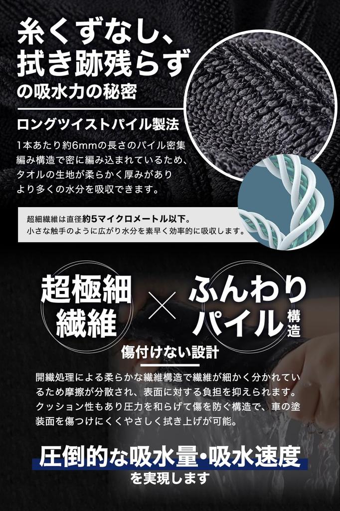 on George Setagaya RICAUTO GS Car Wash Team Recommended Microfiber Cloths for Cars and Car Wash Car Wash Super Drying 1200GSM Thick Twisted Oval Set