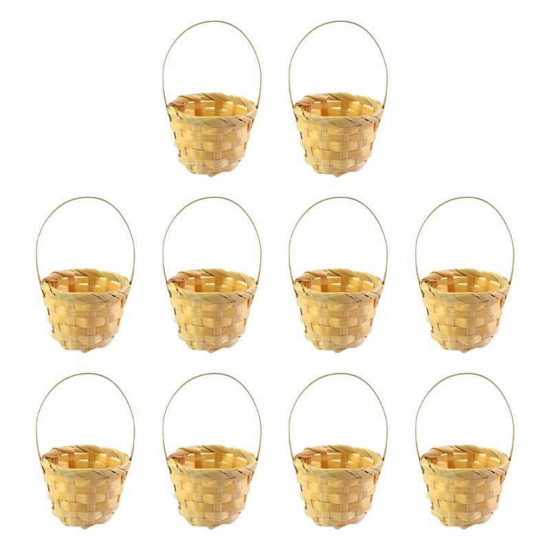 

10Pcs Small Woven Baskets Natural Bamboos Decorative Storage Tray Ventilated Storage Basket For Kitchen And Vanitiees