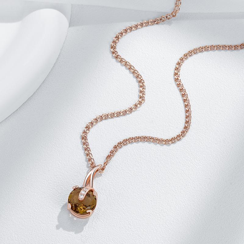 Einzigartiger brauner natürlicher Zirkon-Anhänger Halskette für Damen Einfach Roségold Farbe Hohe Qualität Täglich Vintage Schmuck