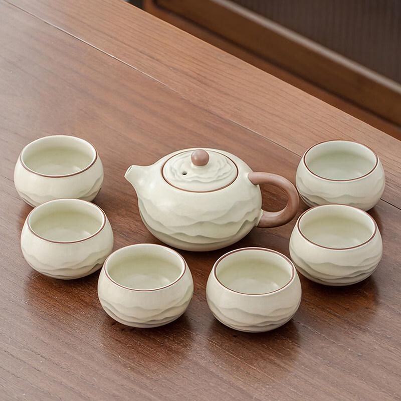 Ru Kiln Ceramic Xishi Teapot 7-Piece Tea Set