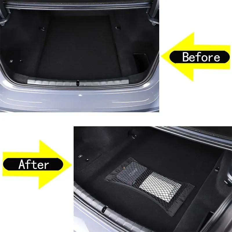 For BMW 7 Series G70 2024-2025 Nylon Black Car Trunk Cargo Organizer Storage Elastic Mesh Bag Luggage Cargo Car Accessories