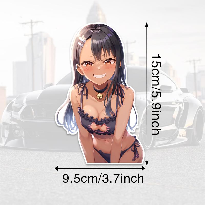 Anime Girl Car Sticker Personality Shy Woman Cartoon PVC Decal Skateboard Campervan Car Shape