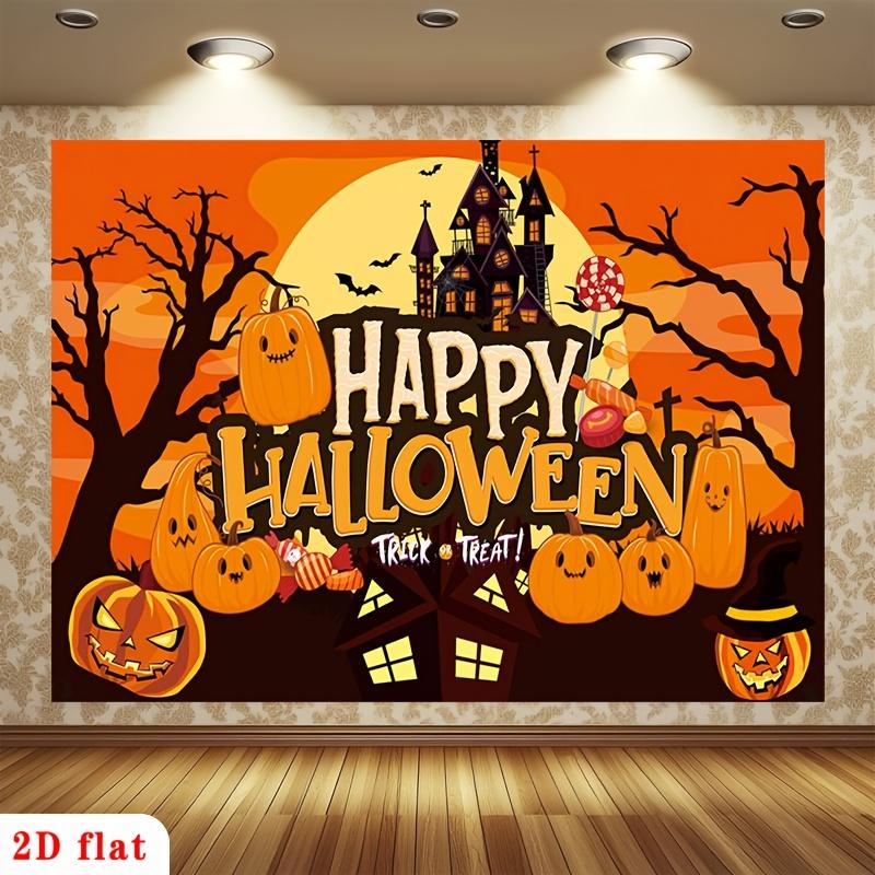 2D flat banner 1 piece Happy Halloween: Feature is the terrifying ghost house.PMJ