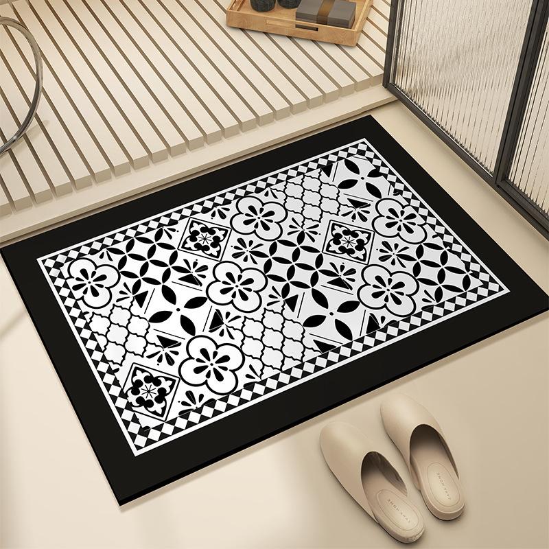 Retro Light Luxury Bathroom Quick Drying Pad Shower Room Water Absorption and Dirt-resistant Foot Pad Household Wear-resistant Floor Mat