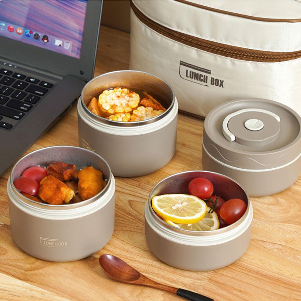 Double-layer Portable Lunch Box With Lid 304 Stainless Steel Inner Liner Insulated Lunch Box
