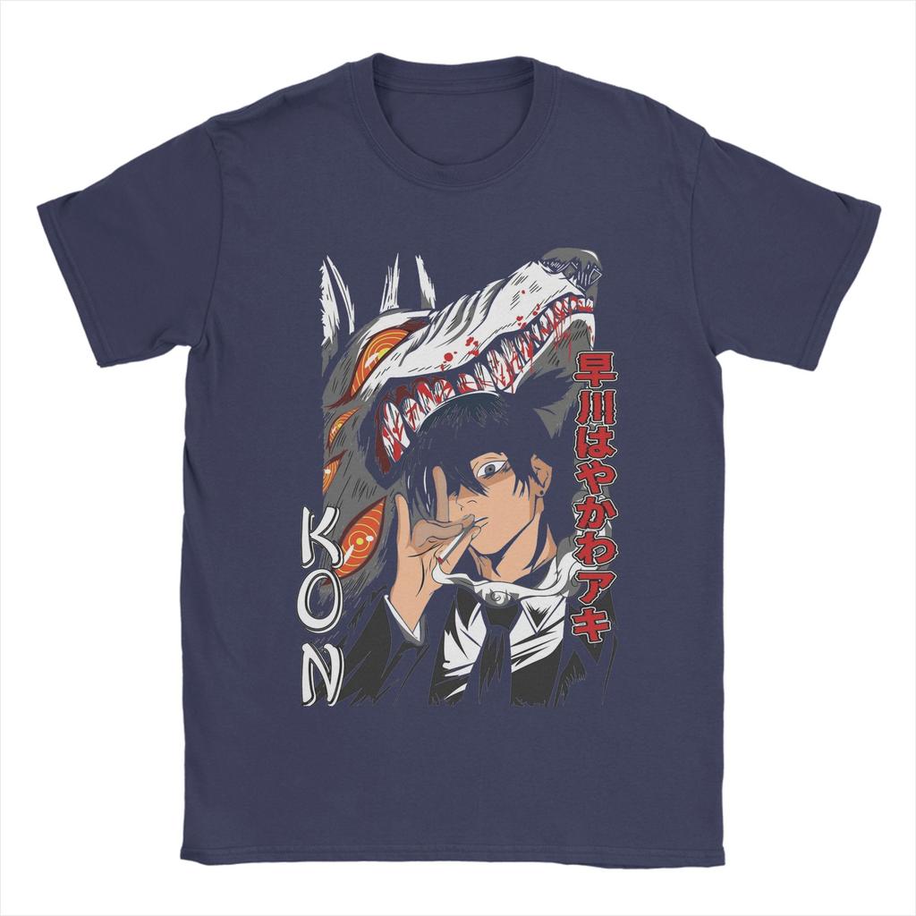 Men T-Shirts Chainsaw Man Aki Hayakawa Vintage Pure Cotton Tee Shirt Short Sleeve T Shirt Crew Neck Clothing New Arrival