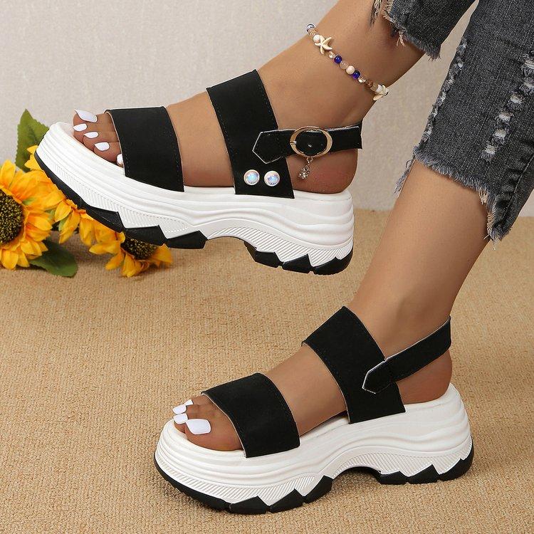 Fashion Thick-soled Women's Sandals 2025 Summer Fashion New Flat-bottomed Comfortable Outdoor Sports Sandals Sandalias De Mujer