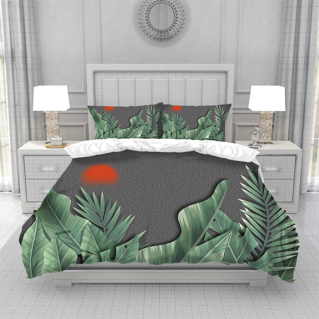 Tropical Hawaii King Queen Duvet Cover Hello Summer Palm Leaf Quilt Cover Exotic Bedding Set 2/3pcs Polyester Comforter Cover