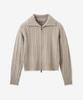 BLOND9 Fluffy Cable Knit Zip-Up_Sand