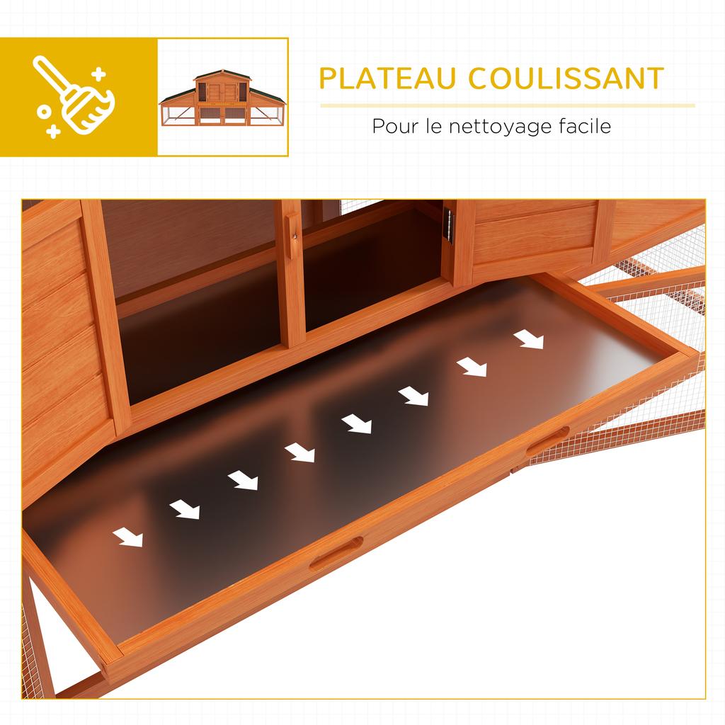 Hutch Cage for Rabbits Rodents Chicken Coop XXL 2 Levels 2 Runs Droppings Tray 2.25L X 0.70W X 1H M Solid Pine Wood