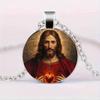 One Piece Jesus Sacred Heart Necklace Jesus Pendant Religious Jewelry Glass Pendant Suitable for Daily Wear Unisex
