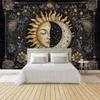 1pc Celestial Sun & Moon Tapestry - Dual Design w/Stars & Floral, Wrinkle-Resistant Wall Hanging for Living Room/Bedroom