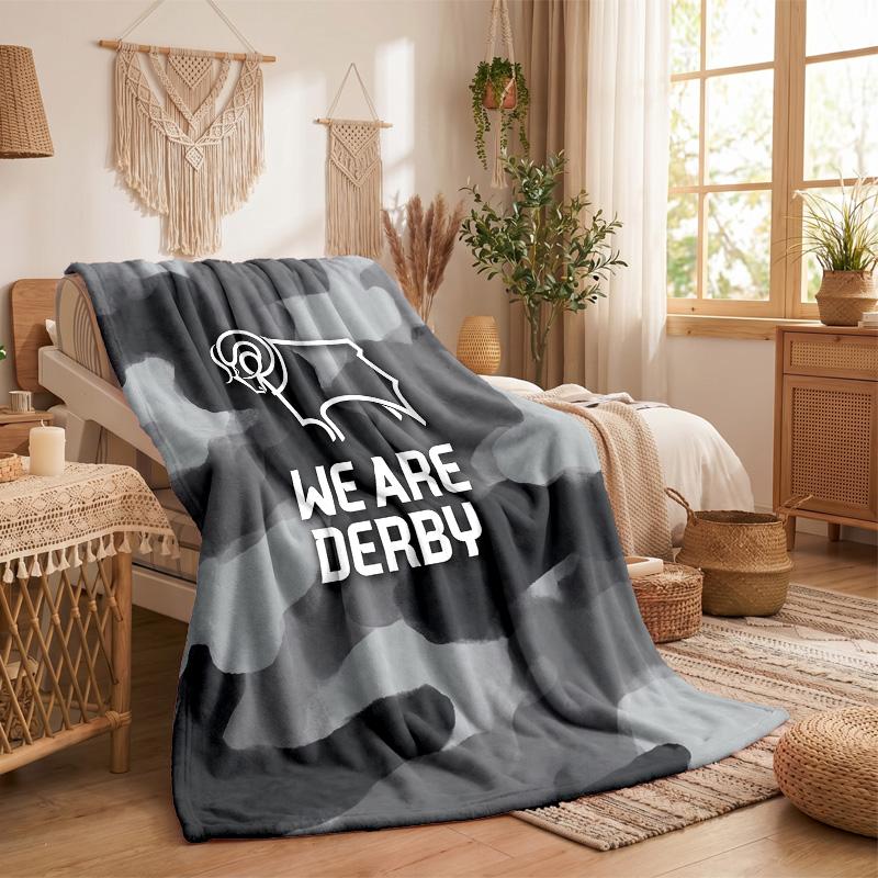 Derby County Football Print Flannel Blanket Soft Warm Sofa Bed Throw Blanket For Home Office Bedroom