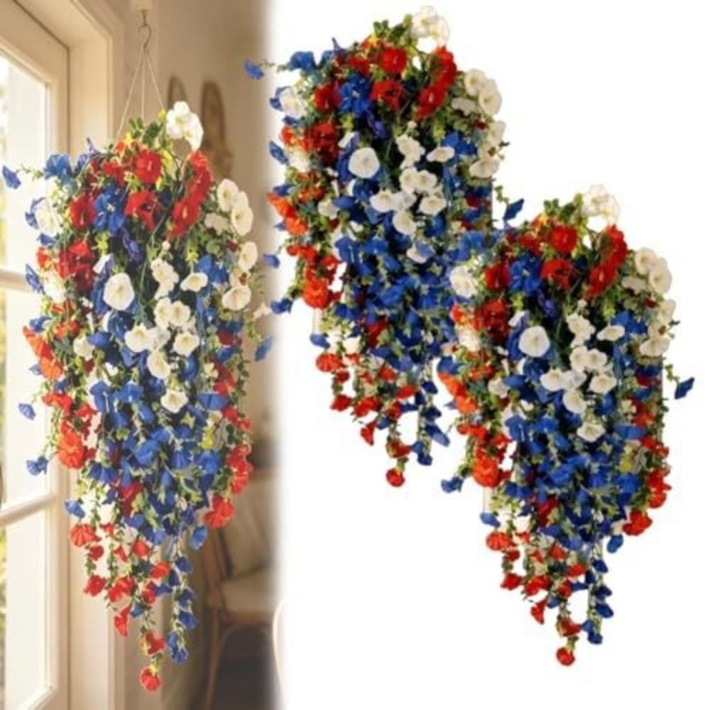 Colorful Artificial Morning Glory Flowers UV Resistant Plastic Morning Glory Branch Vibrant Colors Lifelike