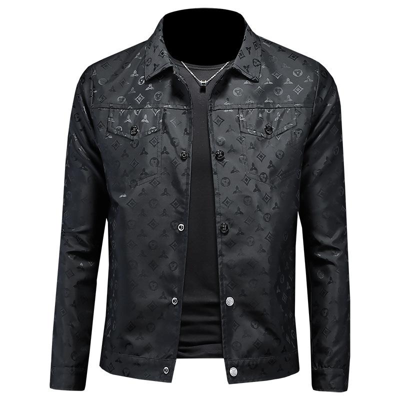 Spring and Autumn New Printed Lapel Jacket Men's European Station Fashion Trend Slim-fit Versatile Casual Jacket JK9033