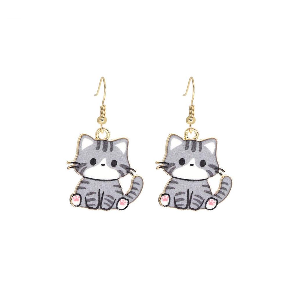 Cute Cartoon Kitten Earrings - Fun, Creative, and Fashionable Animal Drops In Japanese and Korean Styles for European and American Tastes.