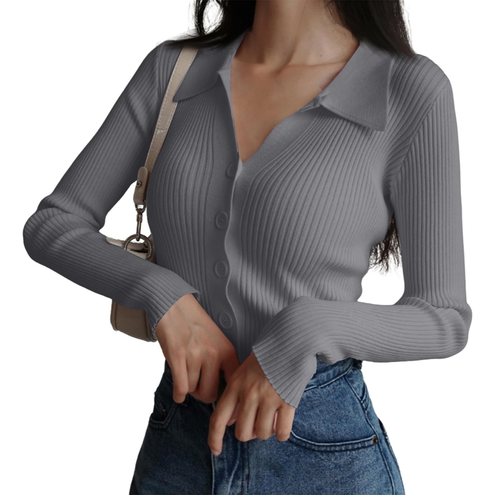 

Женский кардиган с лацканами, приталенный, рубчатый, на пуговицах, сексуальный трикотажный свитер с V-образным вырезом One Size