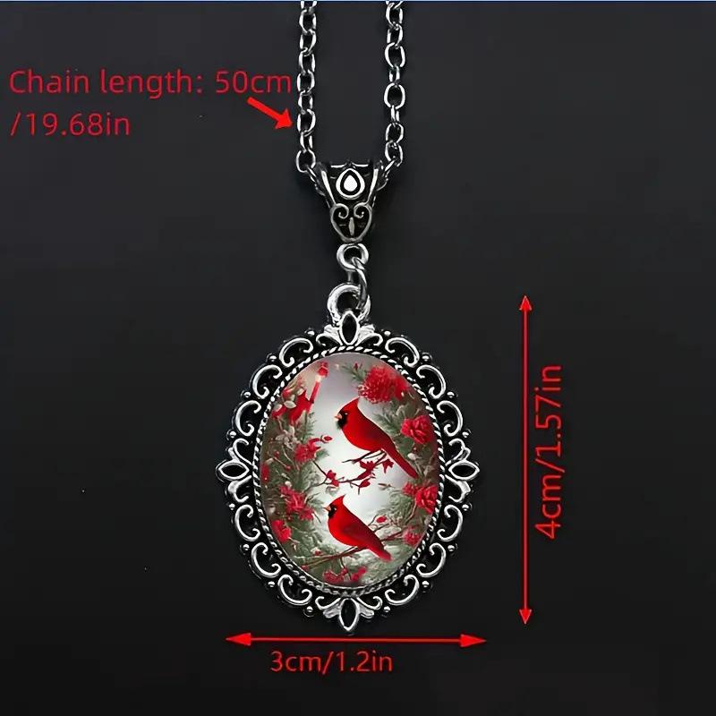 Pendant Red Bird Magpie Holiday Party Anniversary Gift Necklace