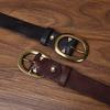 3.3Cm Wide Retro Unisex Leather Belt Simple And Versatile Couple First-Layer Cowhide Jeans Belt Men