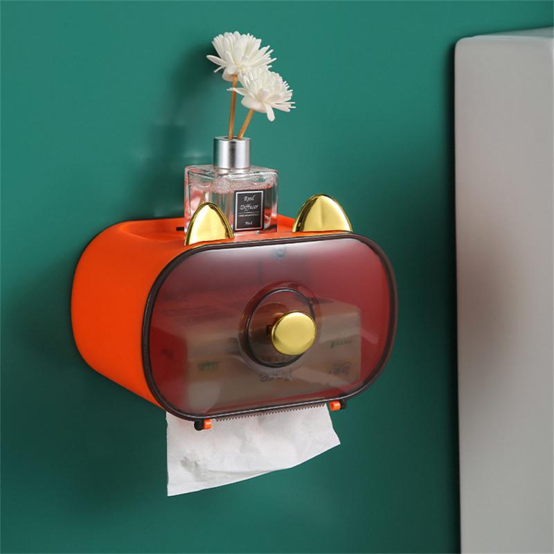 

Держатель для бумаги без перфорации Водонепроницаемый ящик для хранения туалетной бумаги Настенный ящик для салфеток Двухслойный держатель для туалетной бумаги для ванной комнаты красный
